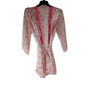 Secret Treasures Shiny Pink Polka Dot Sleepwear Satin Kimono Robe Women's‎ 2 XL